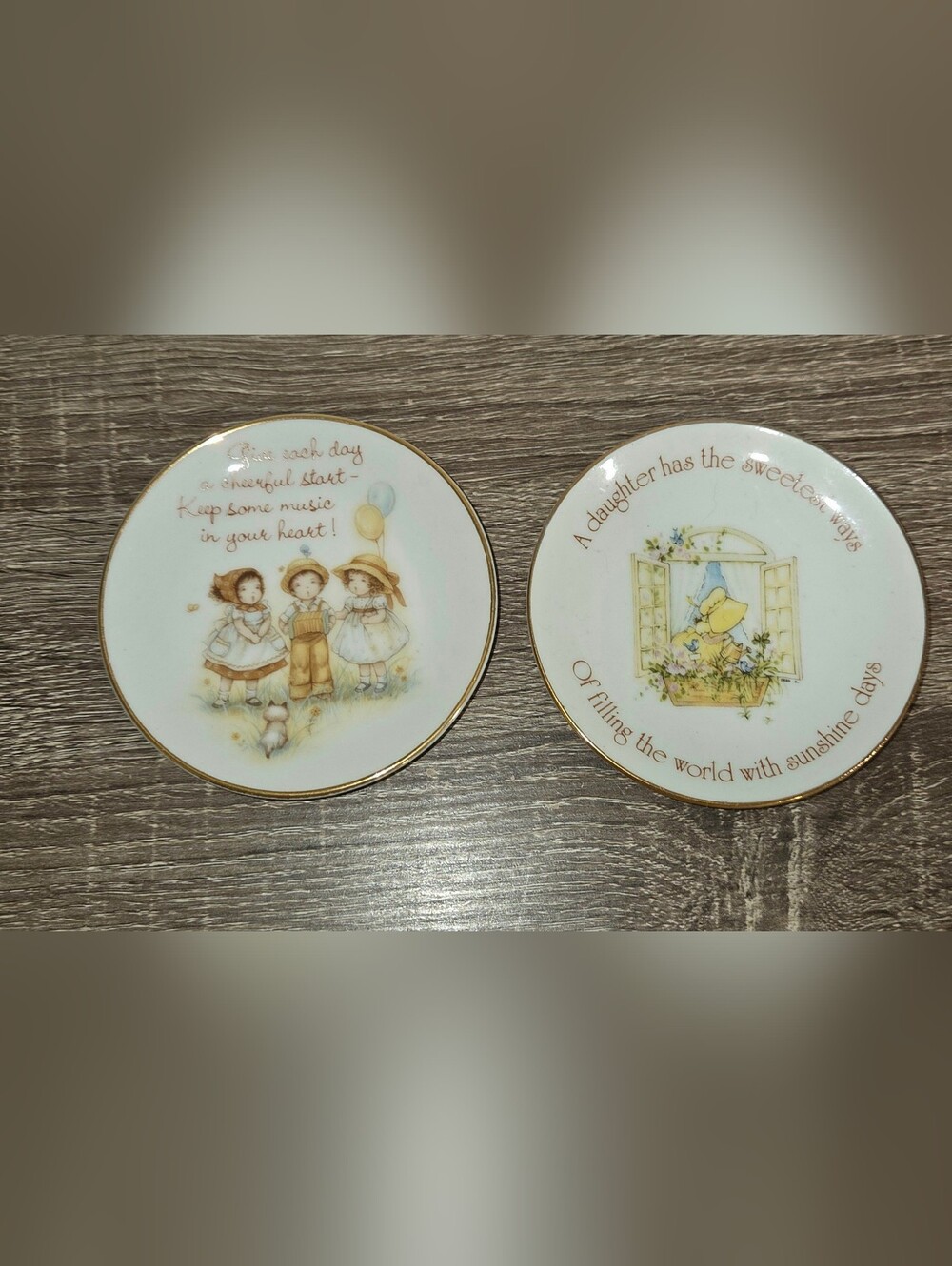 2 American Greetings Lasting Treasures Small Plates Hanging Kids Music Love 4"
